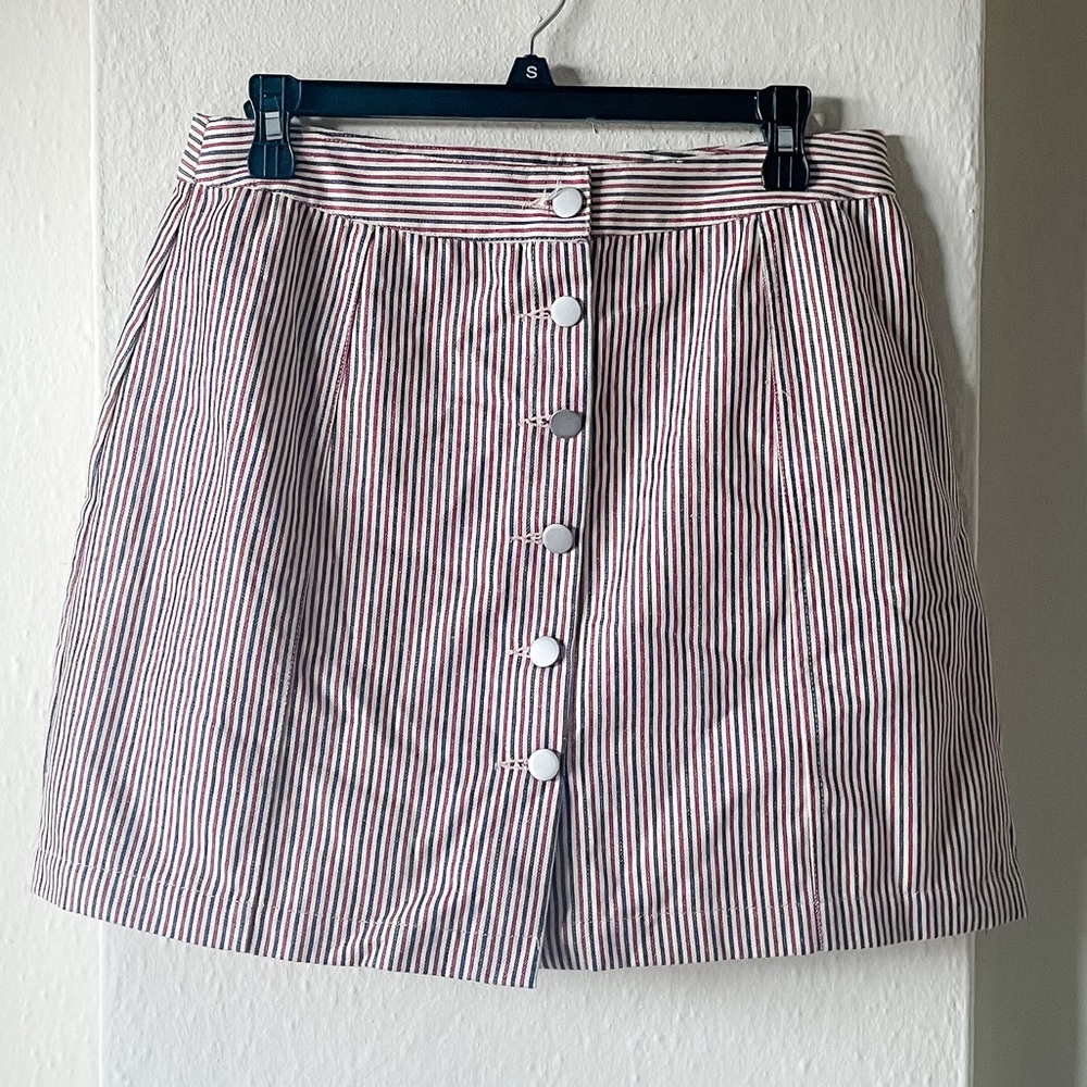 Blue and Red Striped Mini Skirt